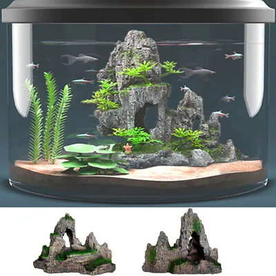 $16.82 • Buy Resin Fish Tank Rockery Stone Ornament Decoration Hide Fish Moss Cave Furnishing