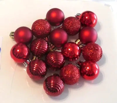 Red Mini Christmas Ornaments Non Shatter Balls 1  Mixed For Miniature Tree 16 Pc • $9.95