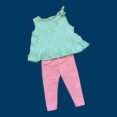 Baby Girl Summer Pink Outfit 9-12 Months Zara M&Co Play Clothes • £1.95