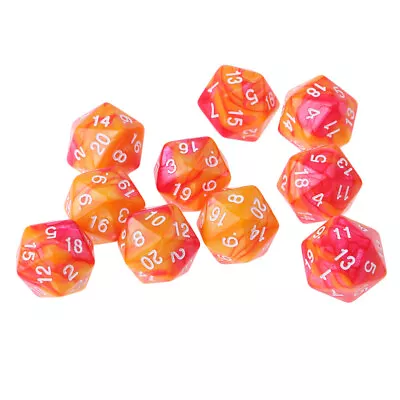 10pcs D20 Opaque Dice For RPG D&D - Orange Red W/ White Numbers 20 Sided • £5.63