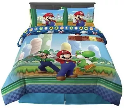 Nintendo Super Mario Bros Yoshi Full Sheet Set 4 Piece Kids Bedroom Sleep Set! • $40