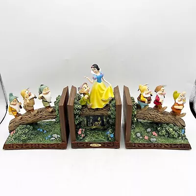 Snow White And The Seven Dwarfs Bookends 3 Piece Set Bradford Exchange Heirloom • £189.98