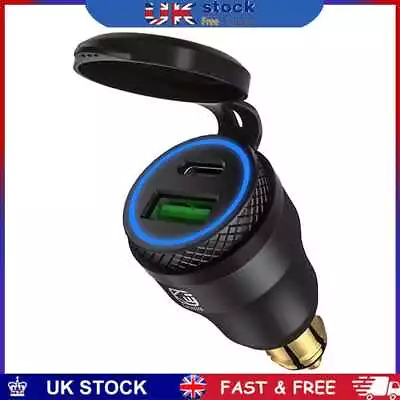 £12.59 • Buy DIN Plug To Quick Chareg 3.0+PD USB Charger Adapter W/ LED Light For Motorcycle