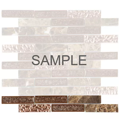 Brown Marble Mosaic Tile Rose Gold Crackle Glass Brick Joint Kitchen Backsplash • $2.99