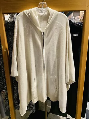 Vince Ivory Cashmere Waffle Zip Up Cardigan Sweater Size M/L Retail $545 • $249