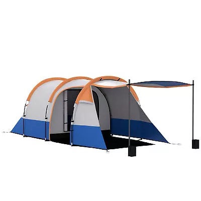 Outsunny 2-3 Man Camping Tunnel Tent With Bedroom And Living Room Orange • £73.99