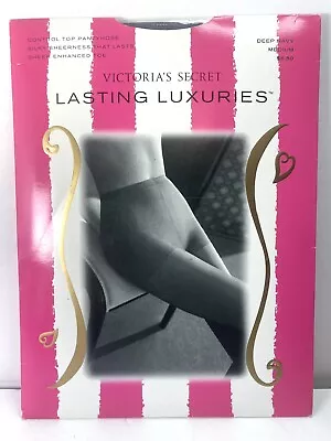 Victoria’s Secret Lasting Luxuries Control Top Pantyhose Deep Navy M Vtg USA NOS • $10