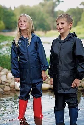 Childs Regatta Stormbreak Waterproof Jacket & Trousers Set Suit Boys Girls Kids • £14.70