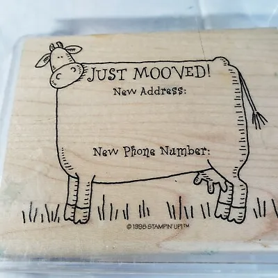 Rubber Stamp Mounted Just Mooved New Change Of Address Cow Phone Number Cute • $3.99