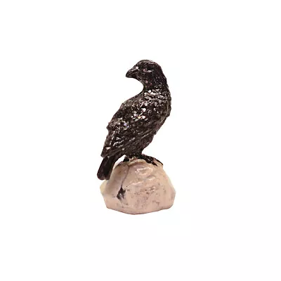 Black Crow Fairy Garden Gothic Raven Statue Miniature Dollhouse Halloween Decor • $12.98