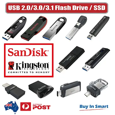 SanDisk Kingston 8GB 16GB 32GB 64GB 128GB USB 2.0 3.0 Flash Drive Memory Stick • $9.95