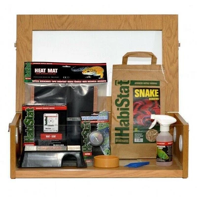 £188.33 • Buy HabiStat Hatchling Snake Starter Kit Complete Oak Wood Terrainium Reptile House