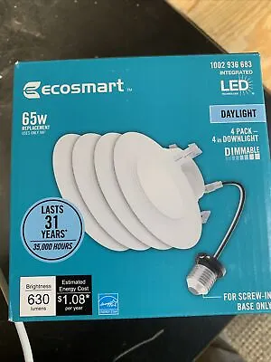 EcoSmart 4 In. 5000K Integrated LED White Recessed Trim (4-Pack) • $14.99