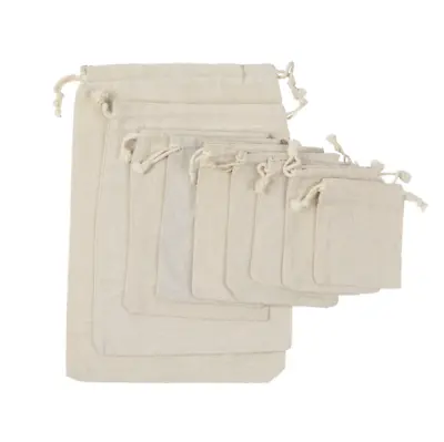 Cotton Drawstring Bag Small Sack Handbag Storage Gift Bags Laundry Travel Pouch • £1.74
