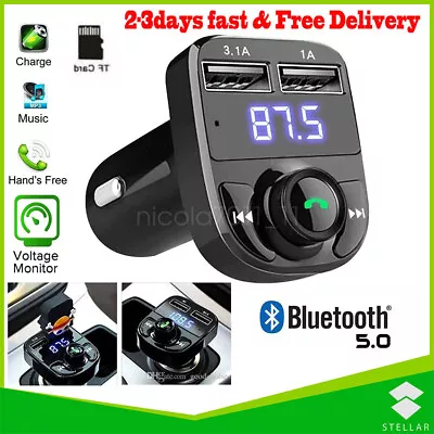 Car Wireless Bluetooth FM Transmitter MP3 Player USB Car Charger Adapter UK • £6.79