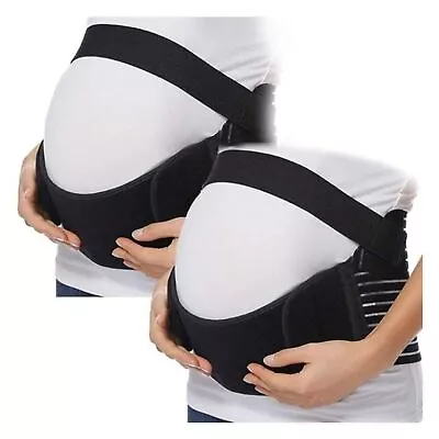 Maternity Belt Waist Abdominal Back Belly Band  Support Brace (Large Black) • £9.64