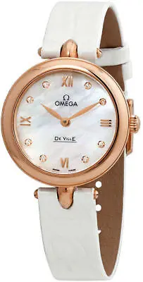 New Omega DeVille Prestige MOP Diamond Dial 27.4mm Rose Gold Quartz Womens Watch • $8455.07