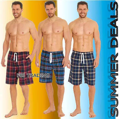 Mens Pyjamas Pants Bottoms Woven Check  Lounge Shorts • £4.95