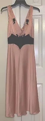 Miguelina Pink With Black Waist Detail Sleeveless Maxi Dress Size S Silk Blend • $18