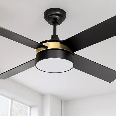 52'' Modern Black Ceiling Fans Light Dimmable Fanlight W/ Memory Function&Remote • $76.99