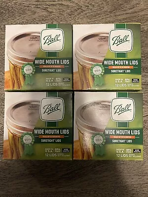 BALL Wide Mouth LIDS Mason Jars Canning -  Lot Of 4 Dozen 12 Per Pack 48 Total • $27