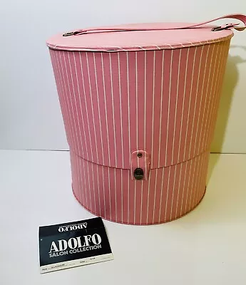 Vintage 1987 Pink Patent Vinyl Wig Hat Box Zippered Travel Case By Adolfo • $40