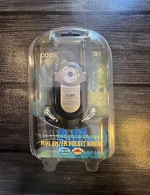 Coby Mini AM/FM DBBS Pocket Radio Black With Earphones & Neck Strap CX-7 New • $15.99