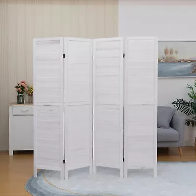 Modern 4 Panel Wood Room Divider Louver Partition Folding Privacy Screen • $105.99