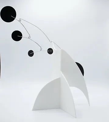 Hipster White And Black Kinetic Art Sculpture Stabile - Mid Century Modern Style • $199
