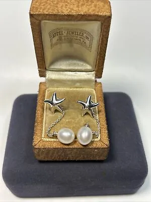 RARE Tiffany & Co Elsa Peretti Sterling Silver Starfish Stud Pearl Drop Earrings • $499.99