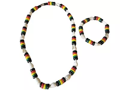 2pcs Men Women Rasta Clam Puka Chip Shells Necklaces & Bracelet Jamaican Choke  • $14.80