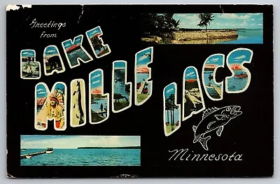 Greetings From Lake Mille Lacs Large Letter MN Split Pictures C1960 Postcard H14 • $7.50