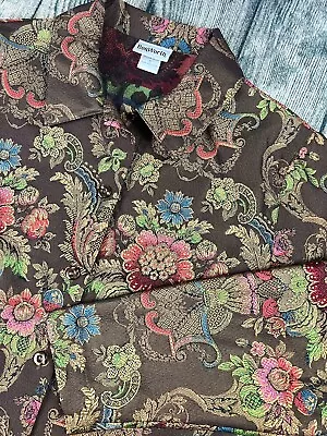 Vintage BonWorth Tapestry Jacket Womens Small Jewel Tone Boho 1990s Floral • $17.88