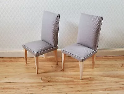 Dollhouse Chairs Modern Style Set Of 2 Gray Fabric 1:12 Miniature Furniture • $22.50