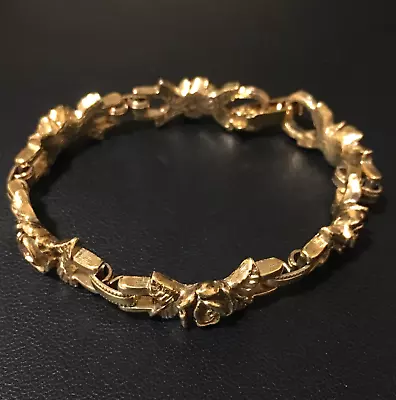 Vintage 1928 Bracelet Gold Tone Roses & Leaves Chain Snap Closure • $21.99