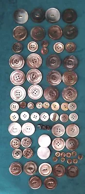 72 Antique Vintage Buttons Mother Of Pearl Abalone Shell Smoky Gray MOP • $14.95