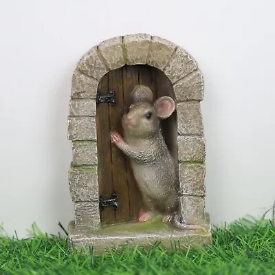 Mouse Door Statue Indoor Garden Outdoor Home Tree Animal Decoration Ornament • £12.95