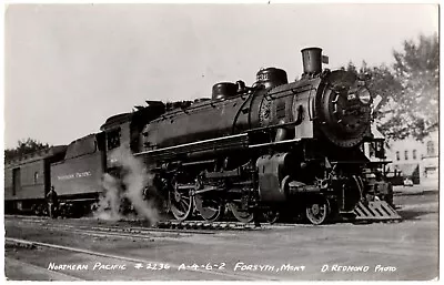 FORSYTH MT RPPC Northern Pacific Locomotive 2236 Montana Real Photo Postcard • $7.99