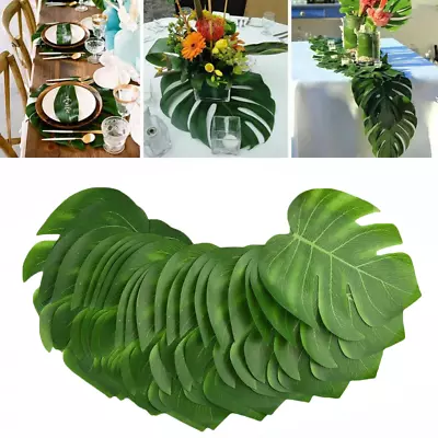 £4.99 • Buy 24X Tropical Hawaiian Artificial Palm Leaves Jungle Foliage Luau Party Decor UK