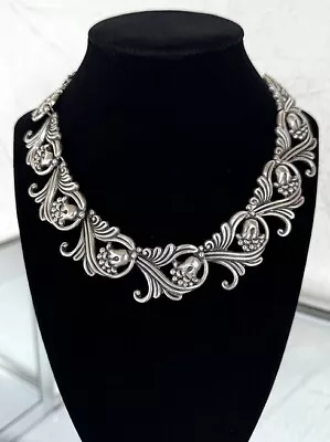 Vintage Margot De Taxco Mexico Floral Sterling Silver Link Necklace #5105 16  • $1980