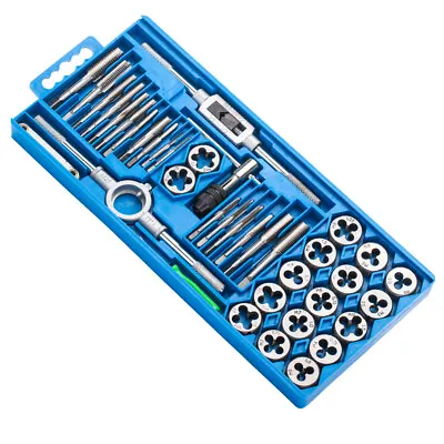 40Pcs Tap And Die Set Metric M3-M12 Thread Renewing Tools Cutting Threads Handle • $24.99