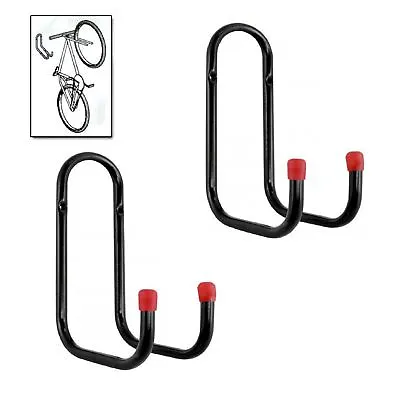 2 X Heavy Duty Double Bike Storage Hooks Wall Mounted Ladder Bicycle Garage Shed • £8.49