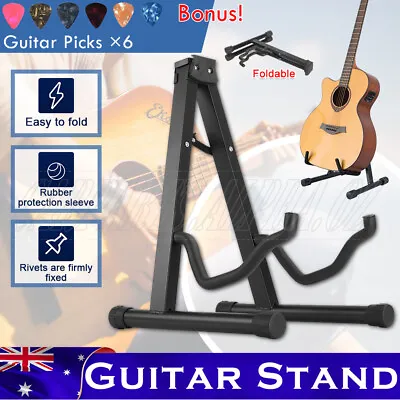 $16.69 • Buy Folding Guitar Stand Nonslip Rack Electric Acoustic Bass Gig Floor Holder Tripod