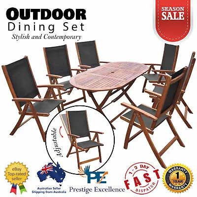 $915.80 • Buy 7 Piece Wooden Outdoor Dining Sets Contemporary Table & Chairs Furniture Setting