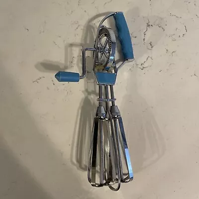 Vintage Blue Handle Retro Hand Mixer Beater  Offset Handle Japan Made • $15