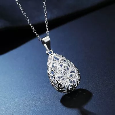 925 Sterling Silver Hollow Drop Necklace For Women Jewelry Luxury Fashion • $2.23