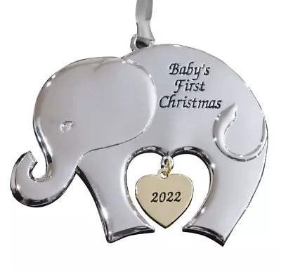 Collectable Baby's 1st Christmas Ornament Elephant Metal Engraved 2022 • $7.50