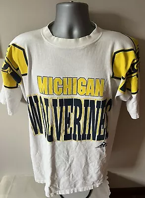 Vintage 90's Apex One Michigan Wolverines NCAA T-Shirt Men's XL Double Sided USA • $27.99