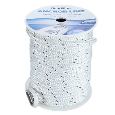 $38.99 • Buy SearQing Double Braided Anchor Rope, 100ft X 1/2  Nylon Anchor Line(White)