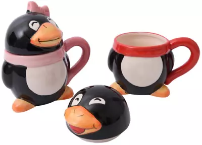 Giftworks 3d Penguin Mug With Lid 270ml - 4719 Cup Tea Coffee Animal Male Female • £6.44